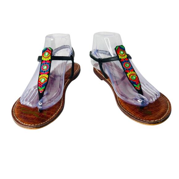 Sam Edelman Shoes - Sam Edelman Sandals 8M Gigi Bombay Embroidered Thong T-Strap Buckle Slingback